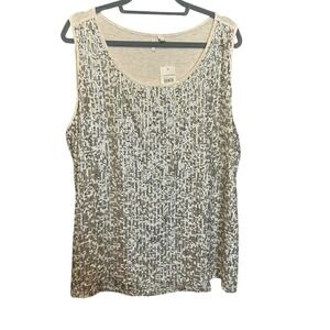 Cato‎ Women Sequin Tank Top 22/24 Layered Mixed Media Metallic Evening Cocktail